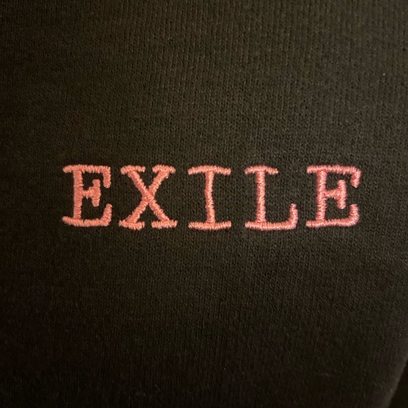 NWOT Embroidered Black Champion Sweatshirt Medium w/ “Exile” - Picture 7 of 8